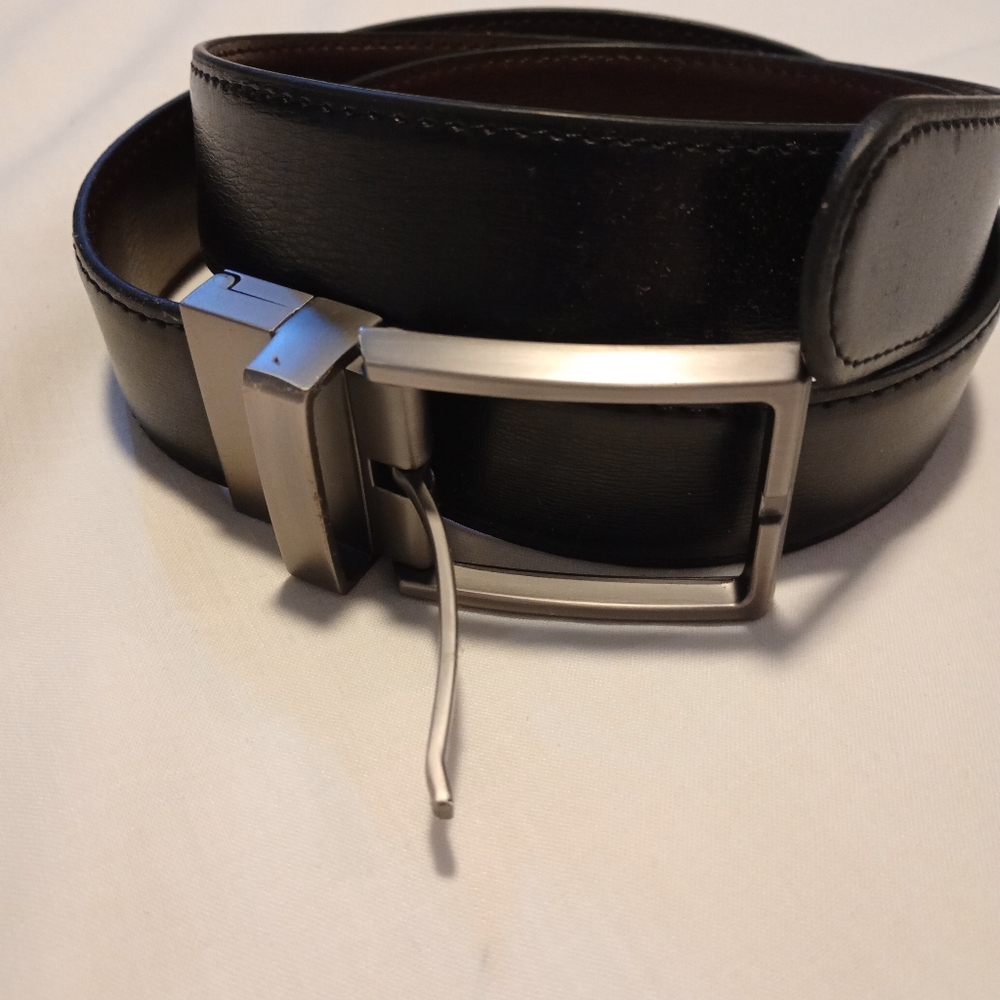 Beltox Fine Men's Reversible Belt Size 38-40 115cm Brown Black Silver Buckle EUC